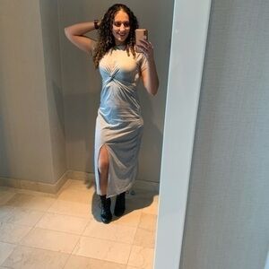 Nasty Gal Twisted Grey Open Slit Maxi Dress‎ Medium